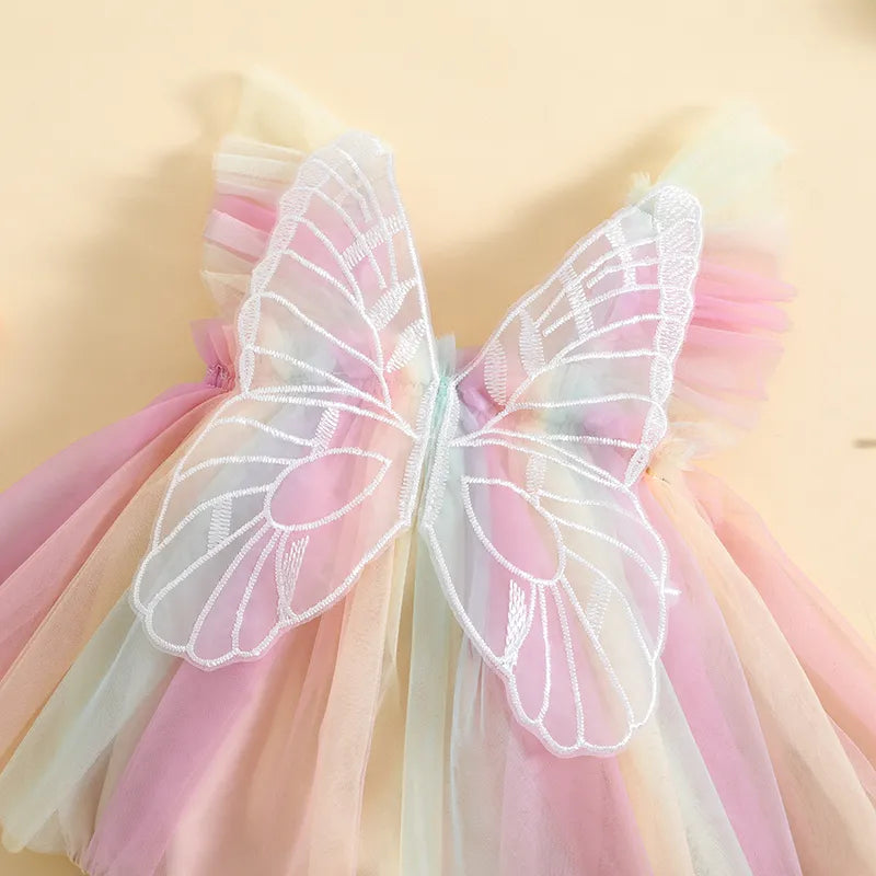 Barboteuse bébé arc-en-ciel papillon
