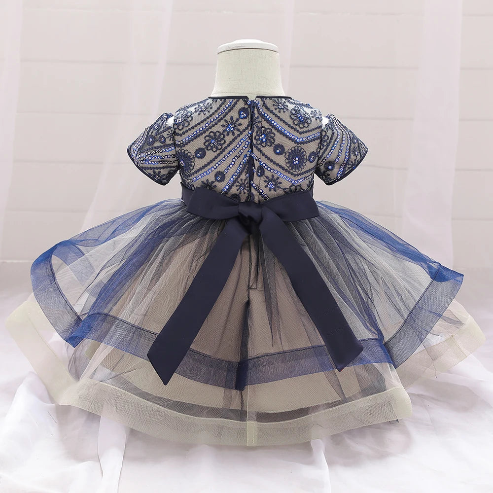 Robe bébé fillette de Noël bleu