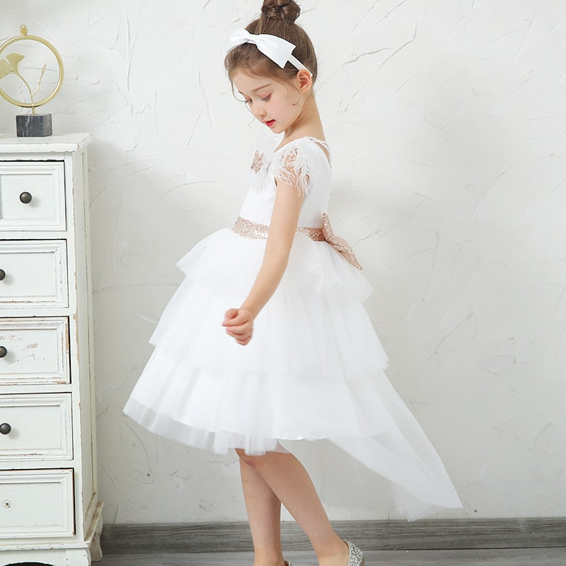 Robe de cérémonie enfant rose avec perle
