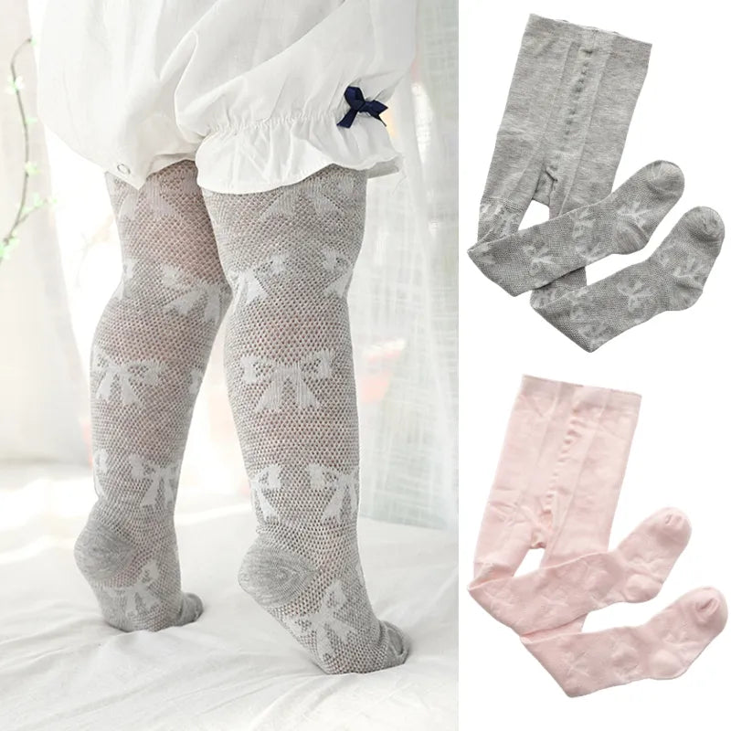 Collant fin petite fille nœud papillon