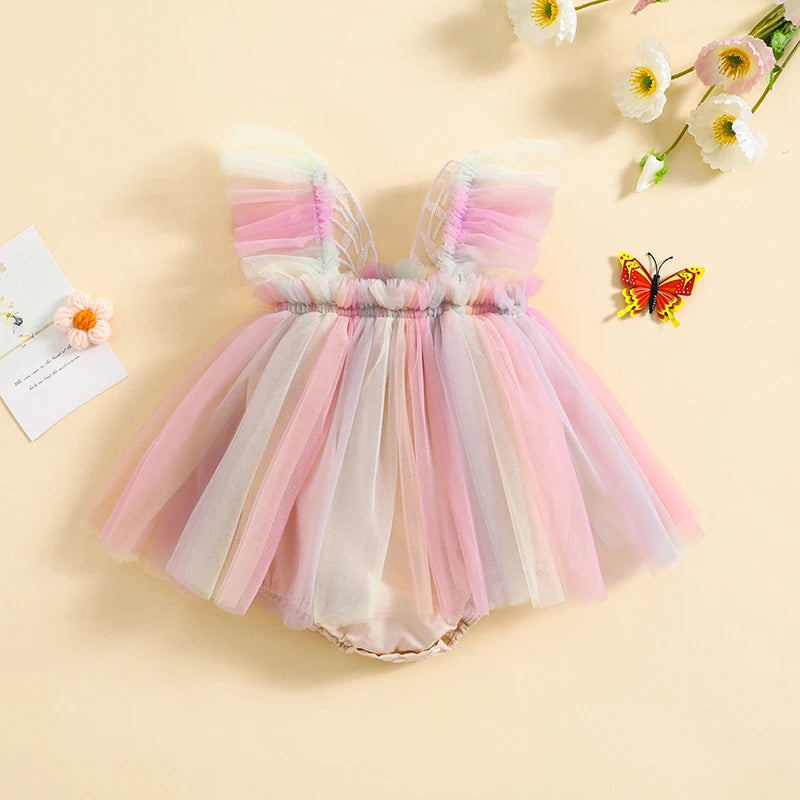 Barboteuse bébé arc-en-ciel papillon