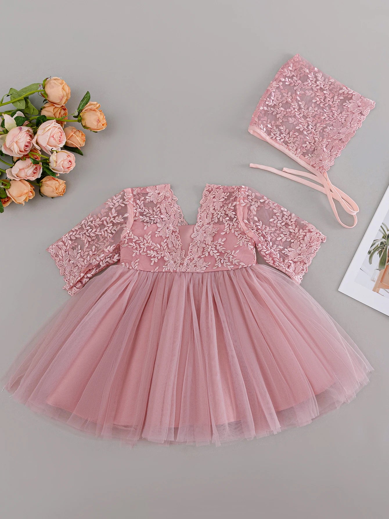Robe de cérémonie fille rose Poly
