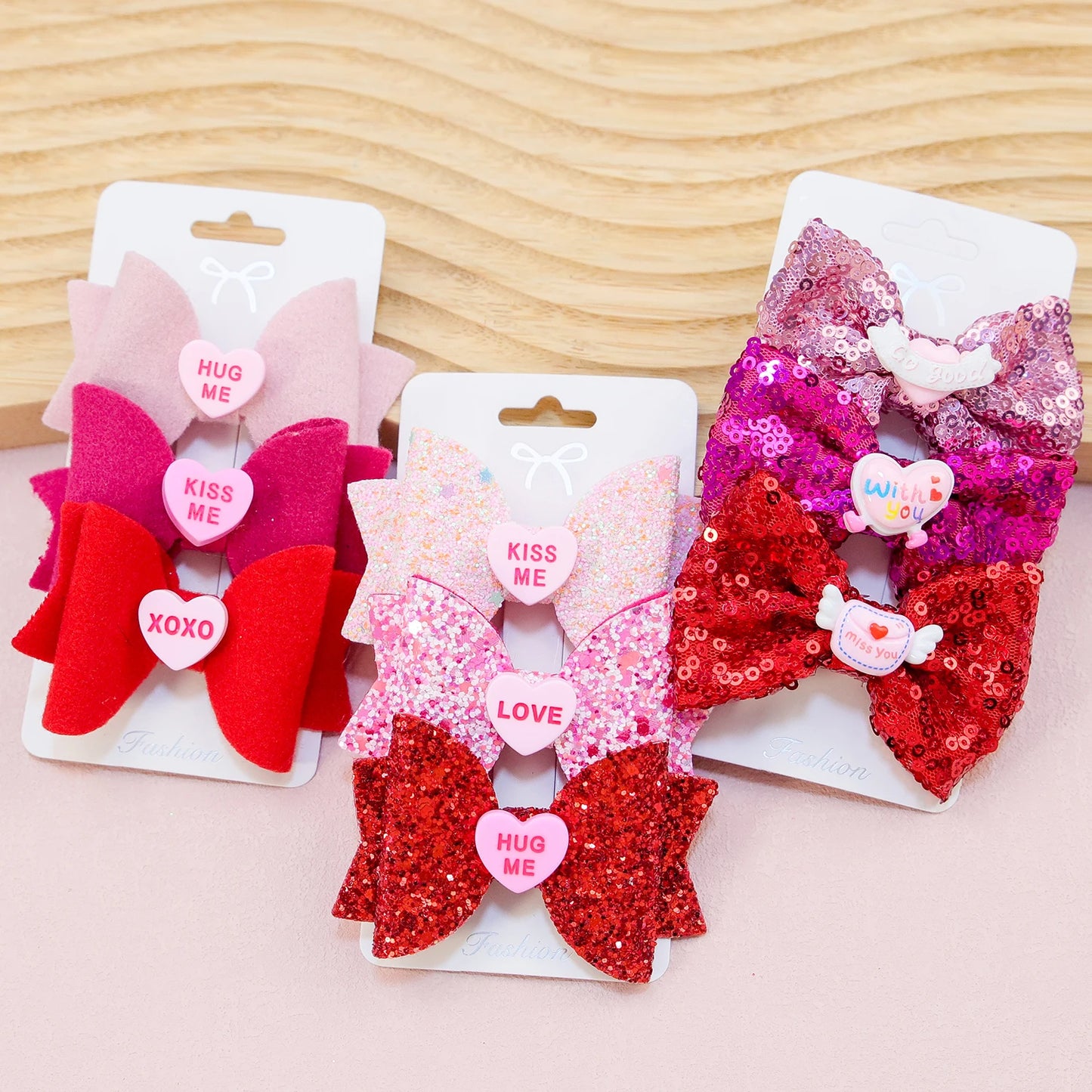 Lot de 3 pièces de barrettes St Valentin