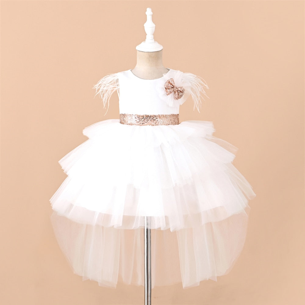 Robe de cérémonie enfant rose avec perle