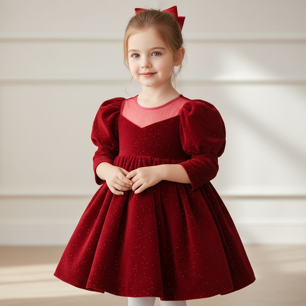 Matilda Jane Abito Natalizio Happy Holly Daze  Taglia 12-18 Mesi  Velluto  Rosso, Bambina