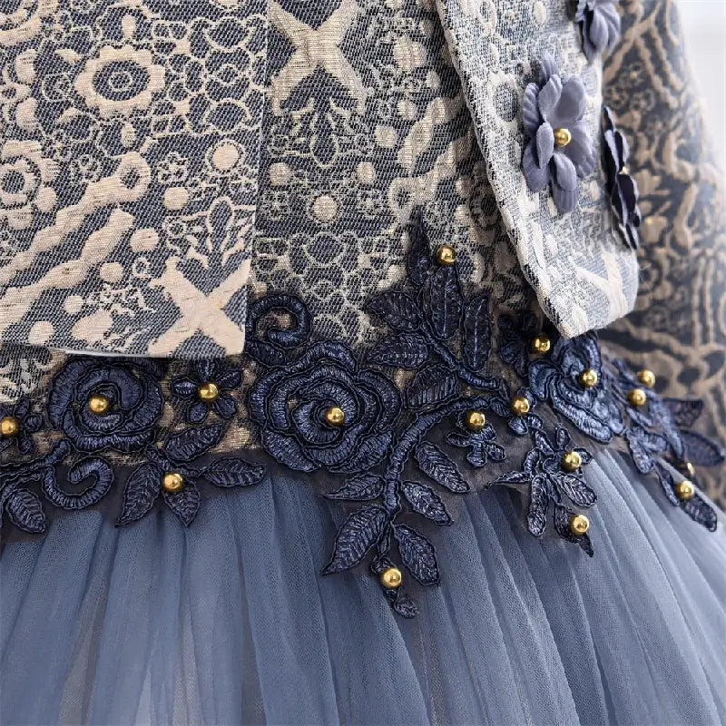 Motifs fleuris robe 3 pièces fille cérémonie