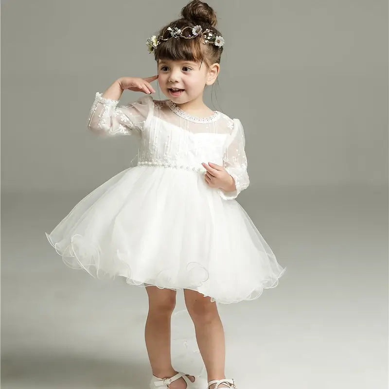Robe baptême bébé manches transparentes