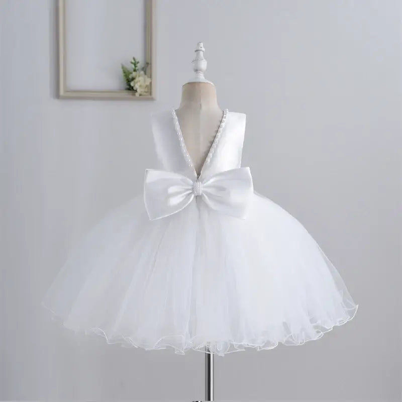 Robe blanche de cérémonie fille à perle