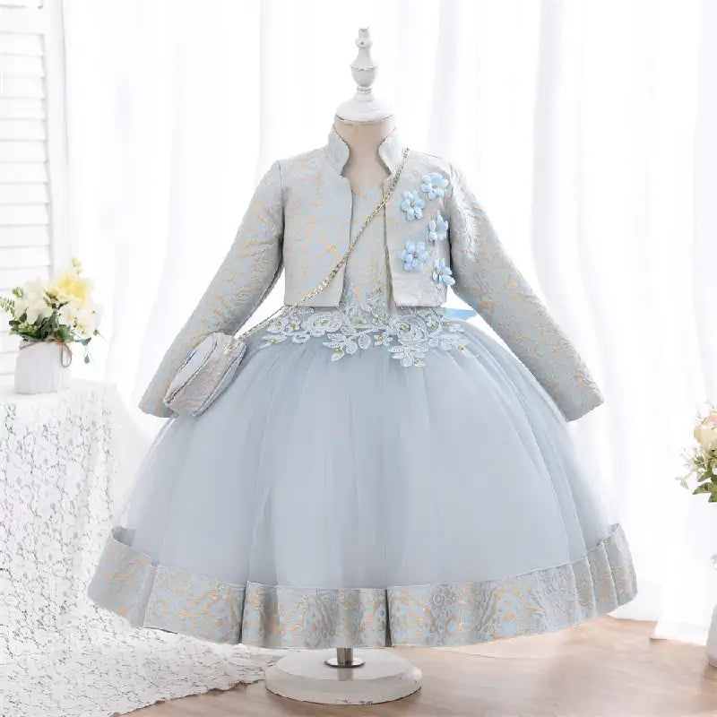 Robe cérémonie 3 pièces bleu ciel