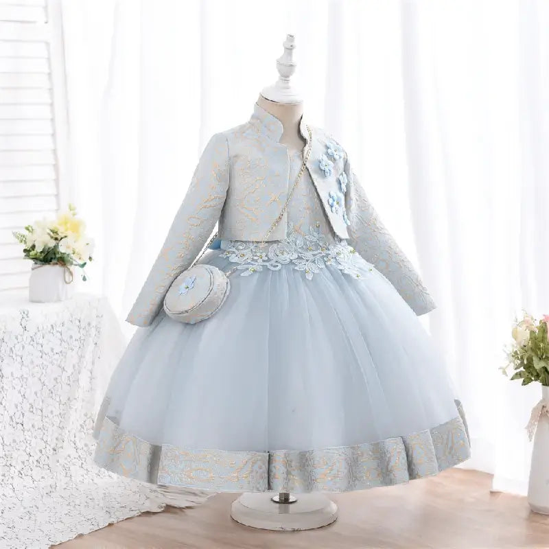 Robe cérémonie fille avec boléro bleu ciel