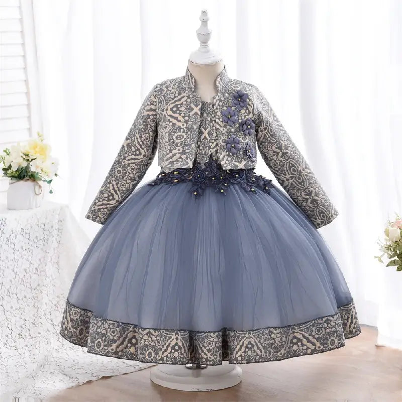 Robe cérémonie fille bleu nuit et or