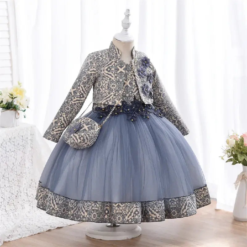 Robe fille cérémonie 3 pièces bleu nuit