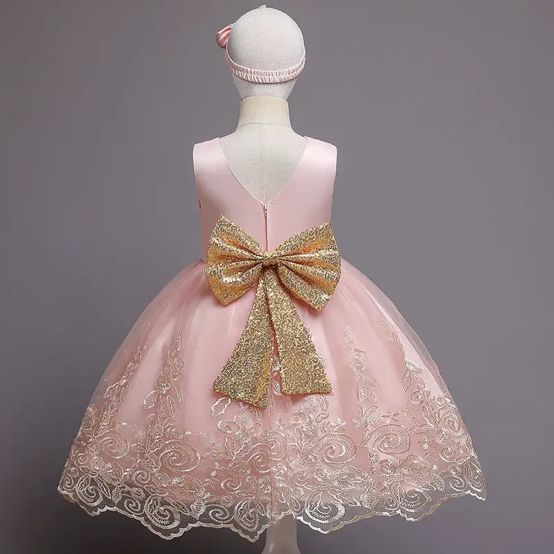robe princesse bébé rose et doré