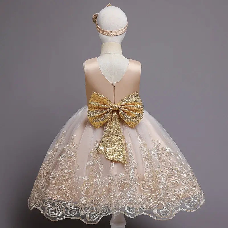 Robe princesse fille champagne et doré
