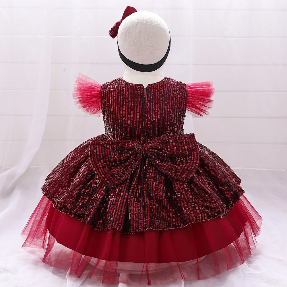 robe princesse bébé bordeaux et à strass