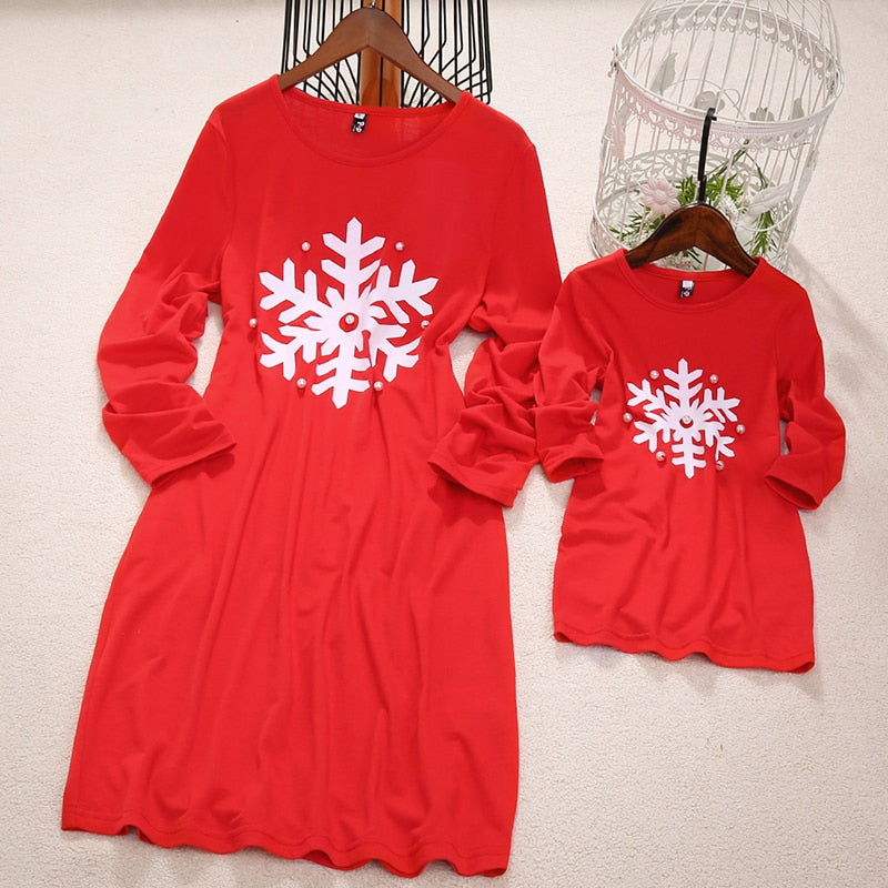 Robe mère fille Noël flocon de neige