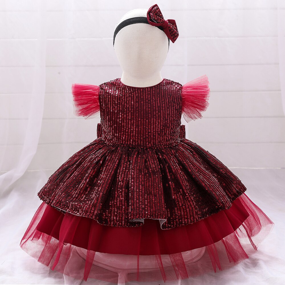 robe princesse bébé strass bordeaux