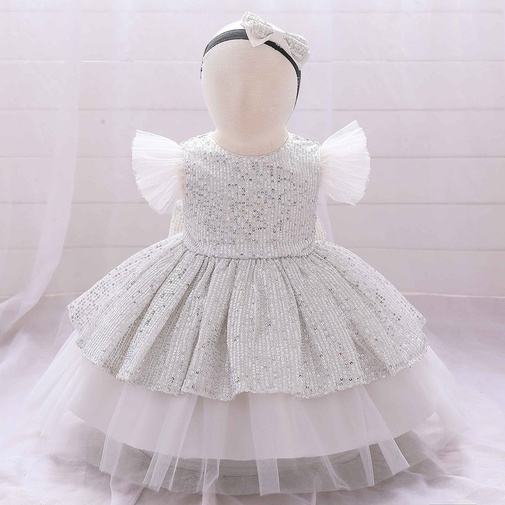 robe bébé princesse strass argent
