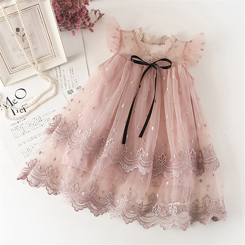 Robe enfant paillette festive rose