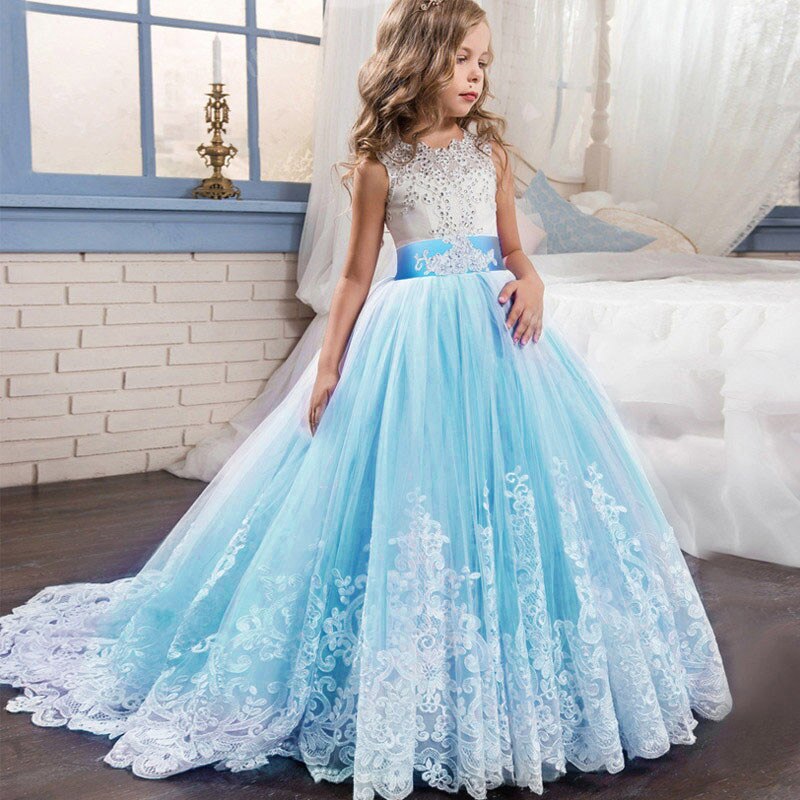robe de demoiselle d'honneur fille bleu