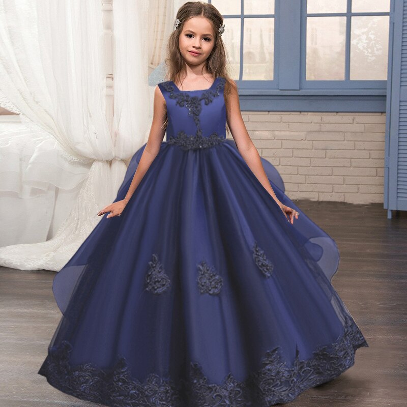 Robe demoiselle d'honneur fille bleu marine