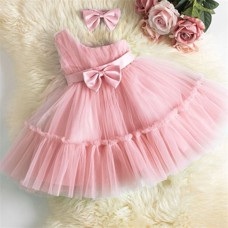 Robe bébé fille une bretelle rose