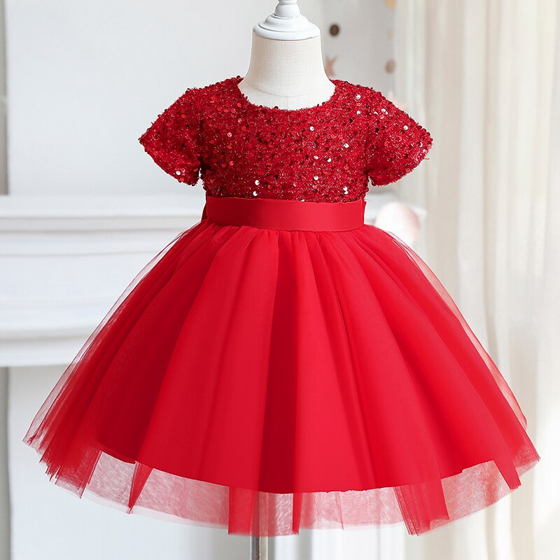 Robe cérémonie fille bustier pailleté rouge