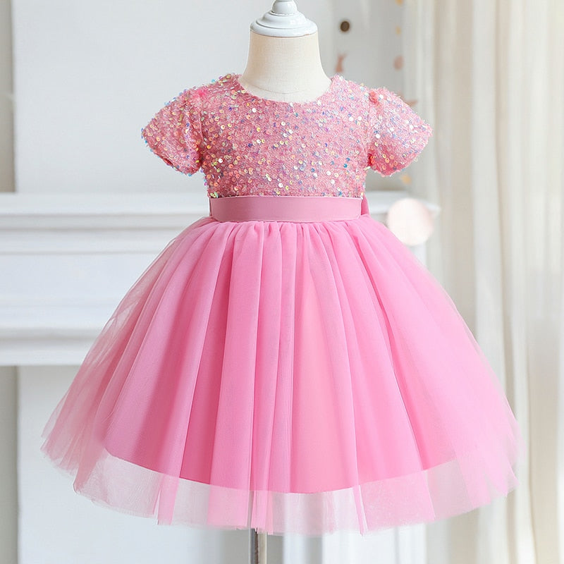 Robe cérémonie fille bustier pailleté rose