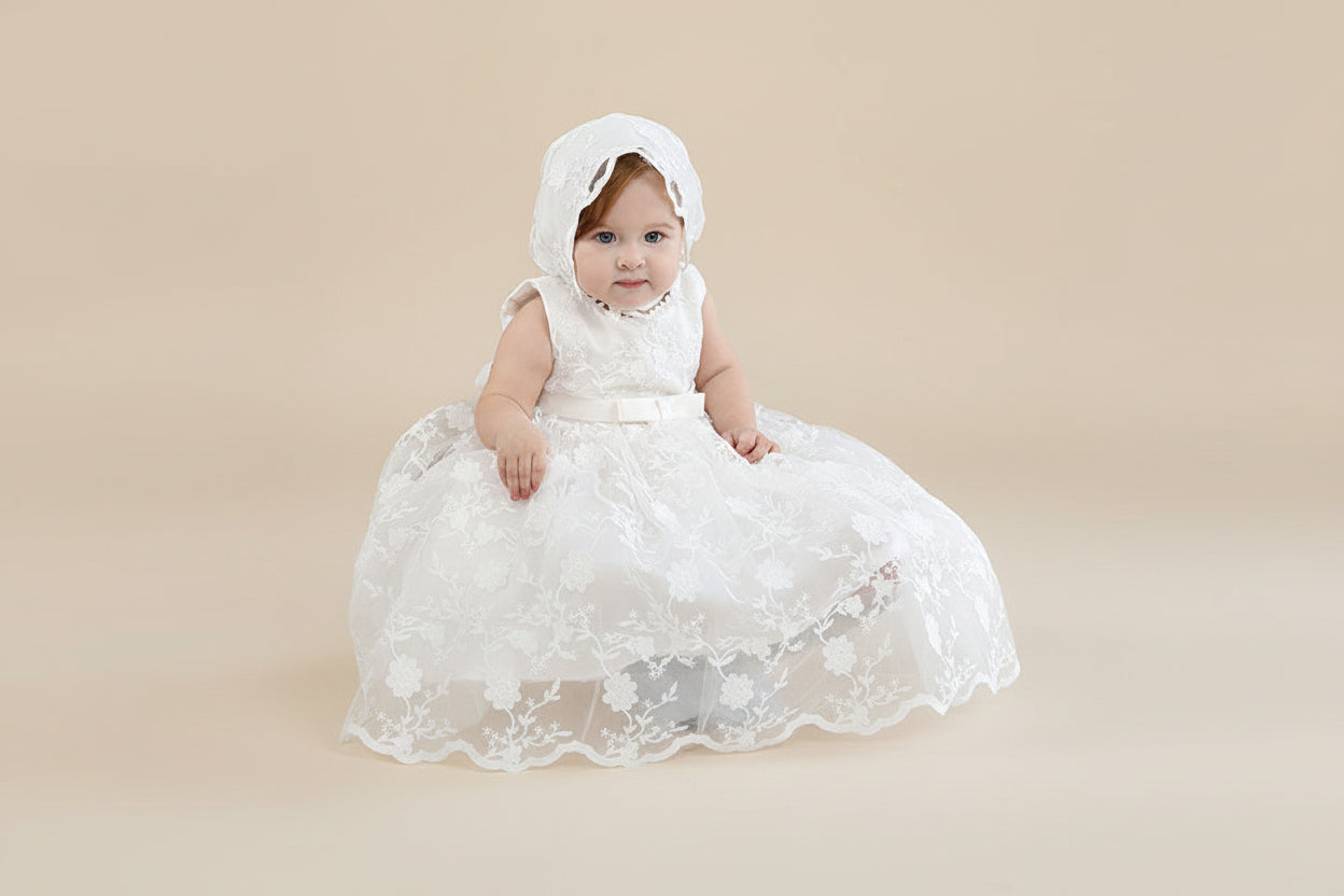 Robe bébé baptême motifs de fleurs – L'univers de la licorne