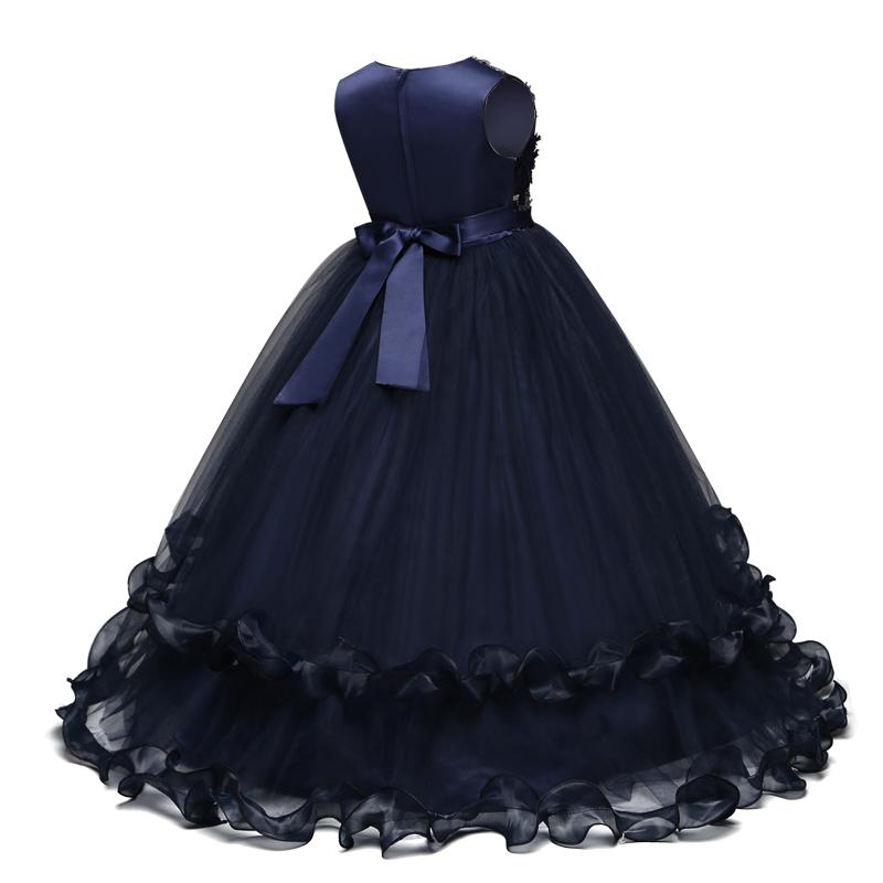 vue de dos robe de gala bleu