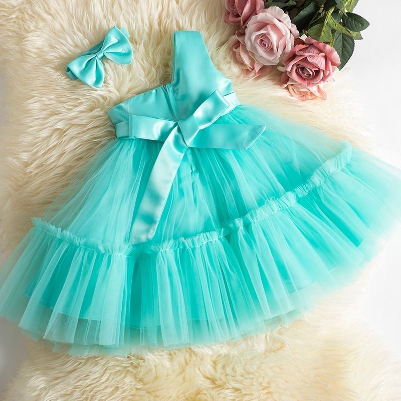 Robe bébé fille une bretelle verte