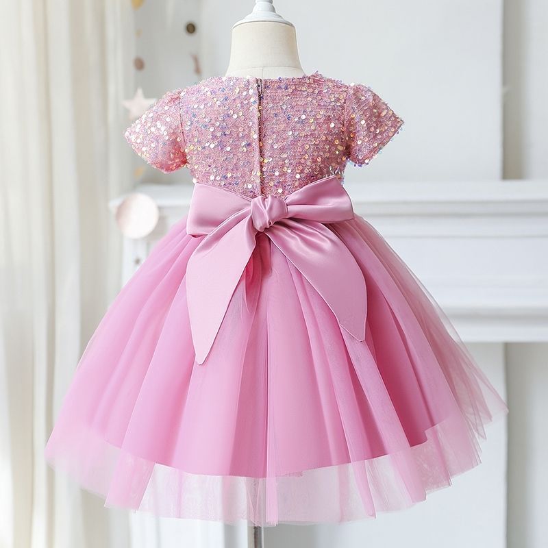 robe cérémonie fille rose bustier pailleté