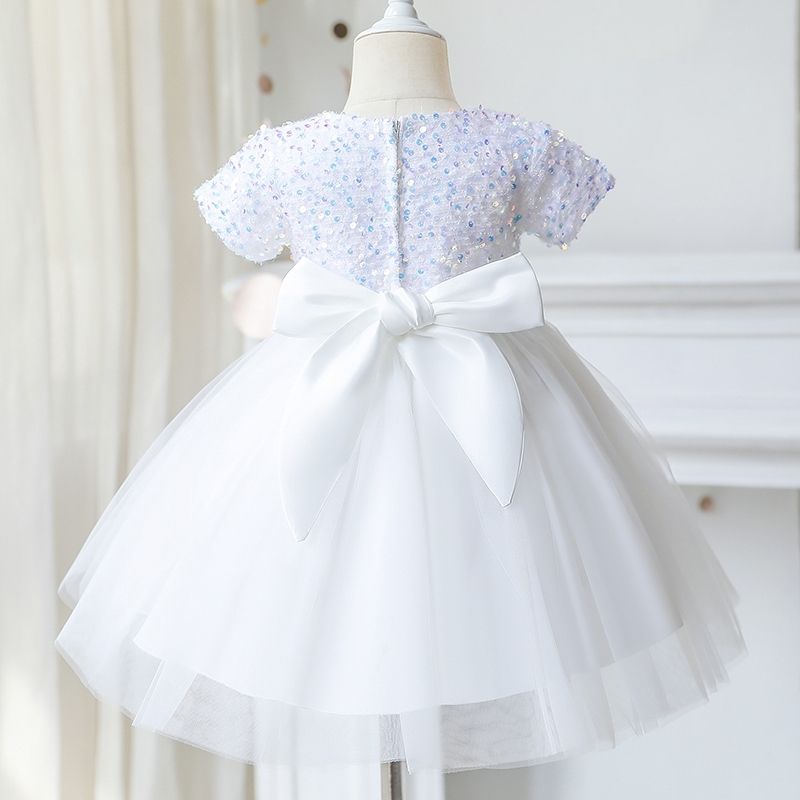 robe cérémonie fille blanche bustier pailleté