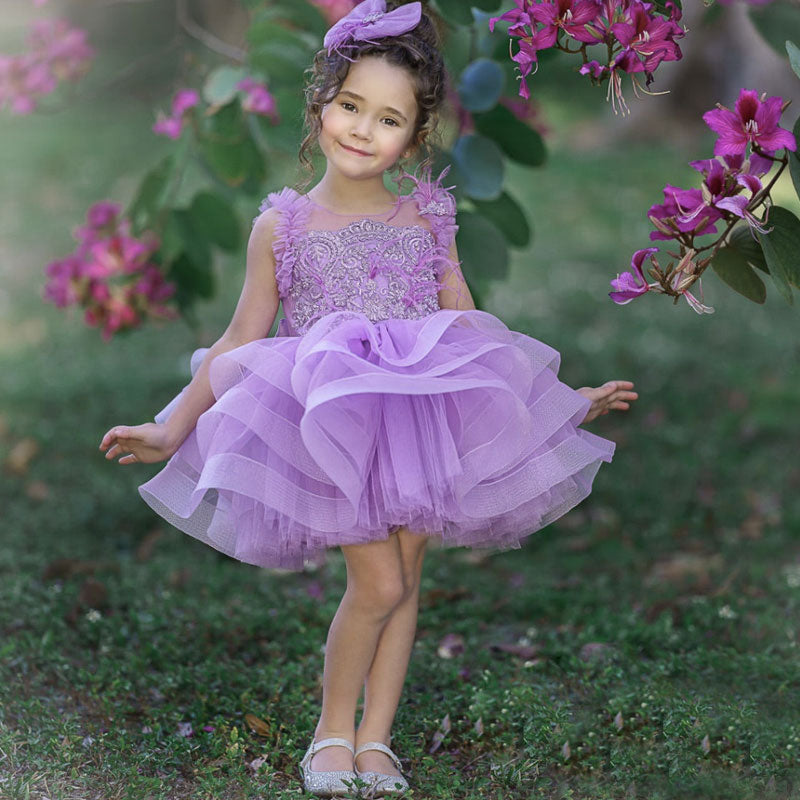 Robe fillette mariage violette