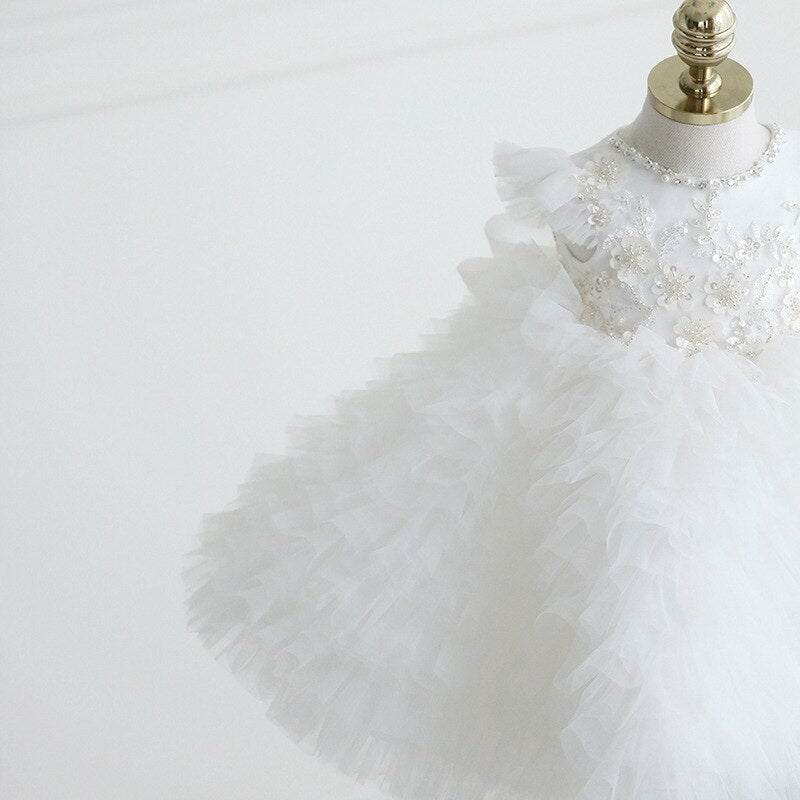 Robe cérémonie blanche enfant gaufré