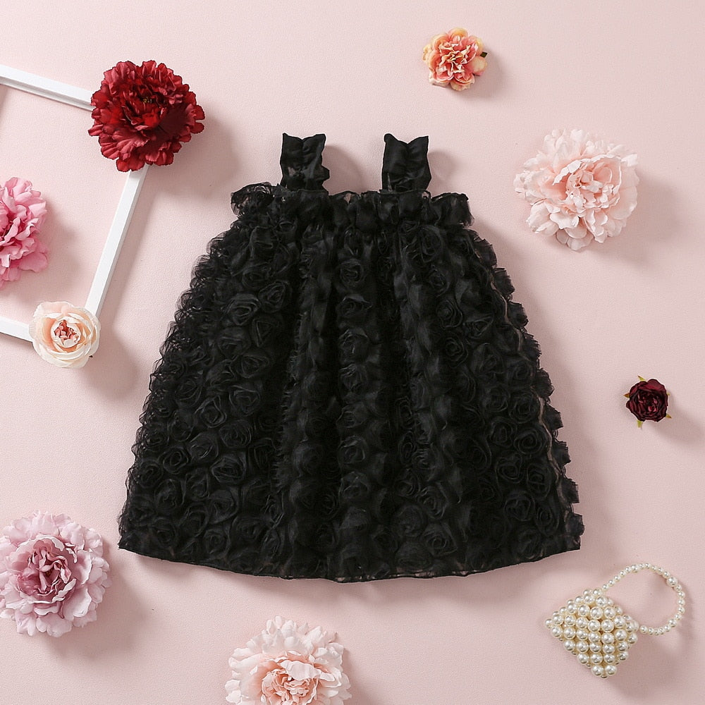 Robe cérémonie d'été fleurie noir