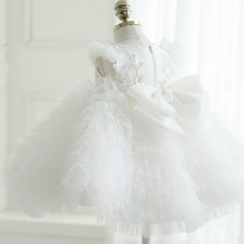 Robe cérémonie blanche enfant gaufré