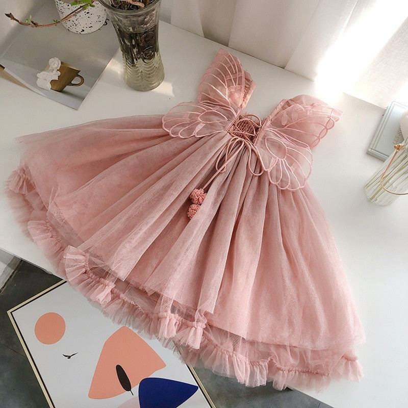 Robe cérémonie fille été papillon rose