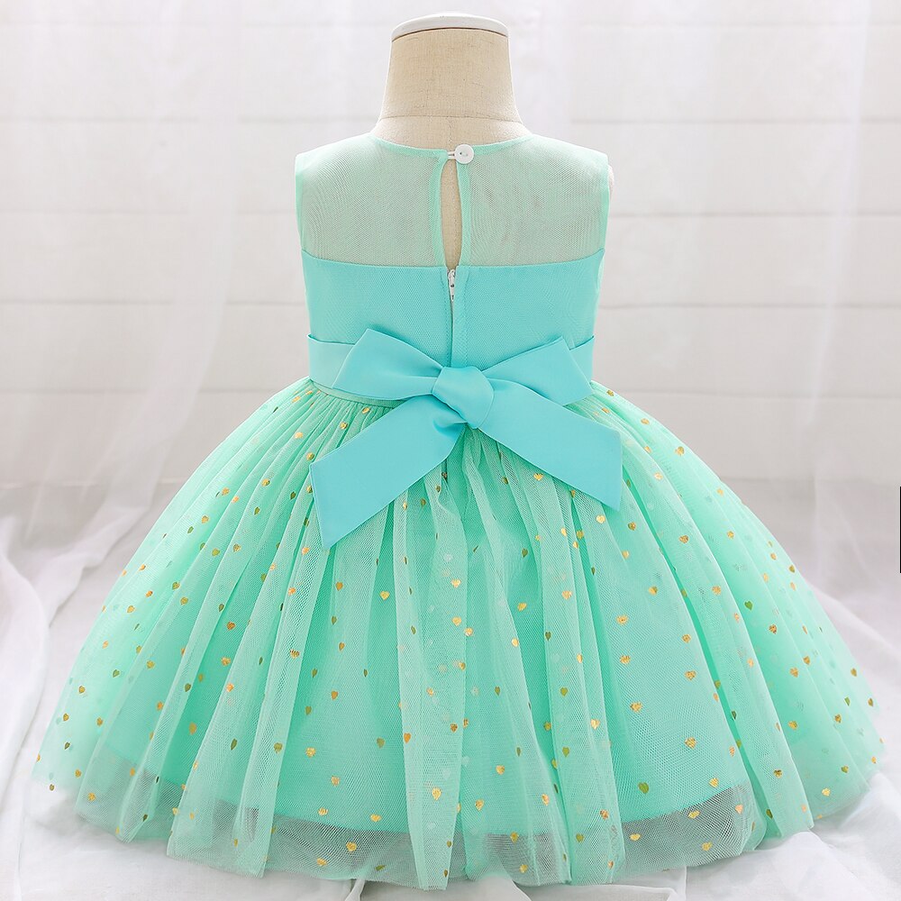 Robe princesse bébé jupe à paillette vert pomme