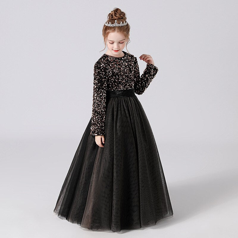 Robe cérémonie fille paillette marron