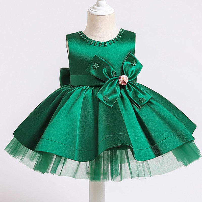Robe bébé princesse satin verte