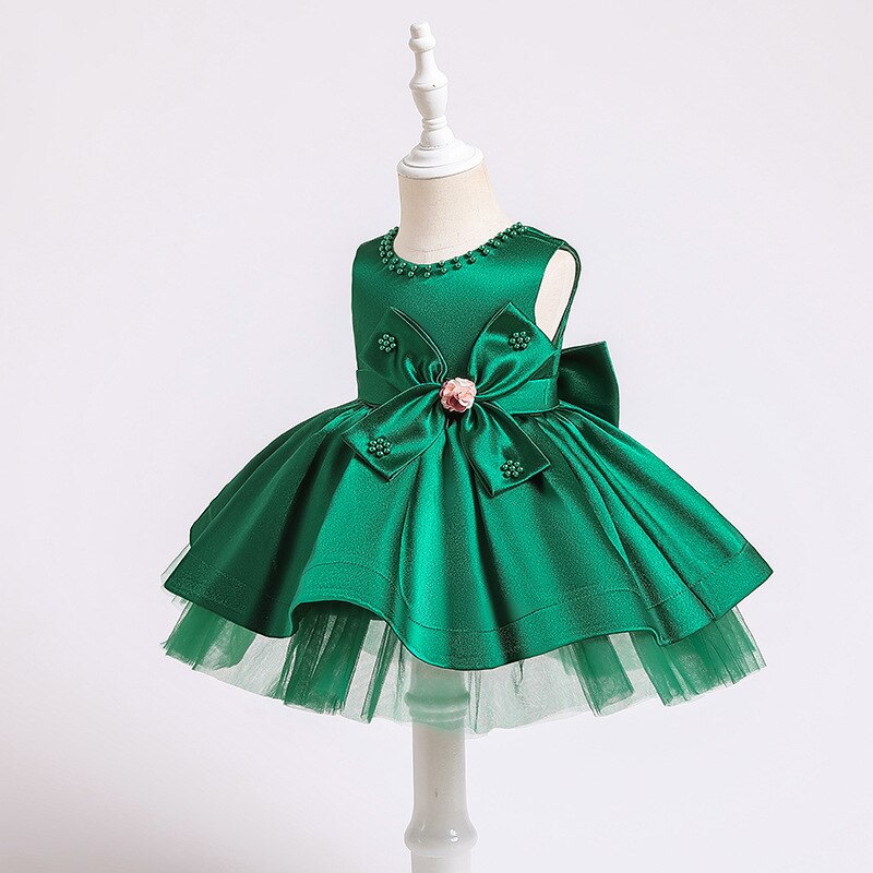 Robe bébé princesse satin vert