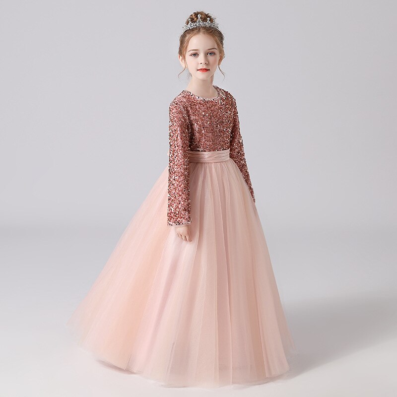 Robe cérémonie fille paillette rose
