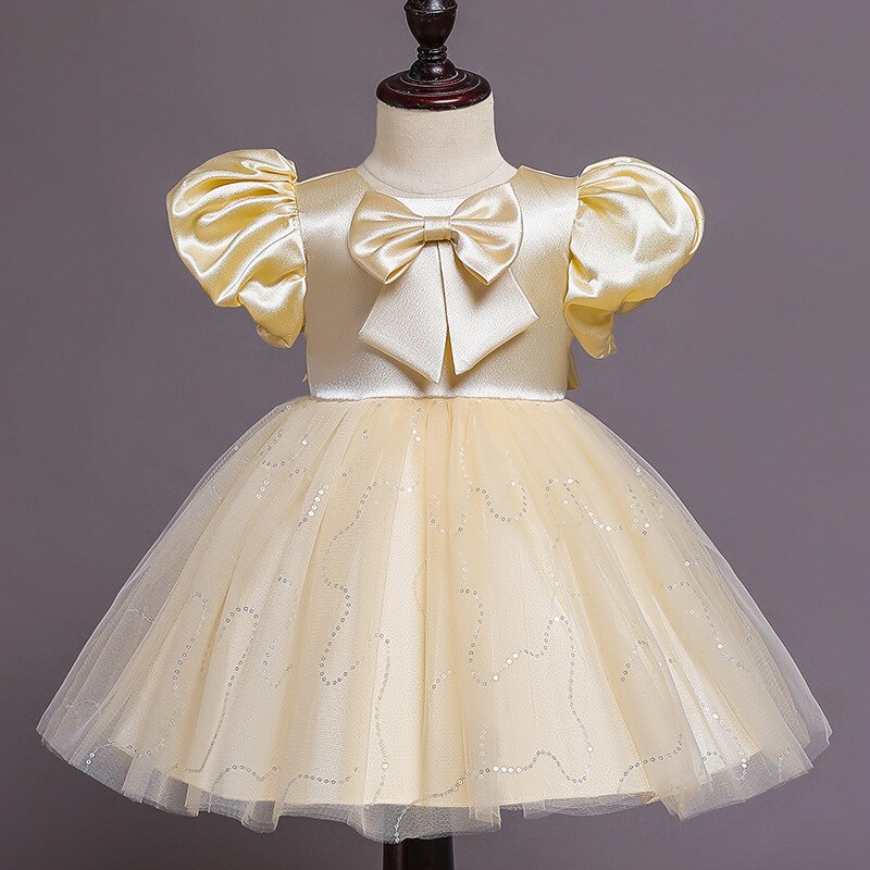 Robe princesse bébé bustier satiné champagne