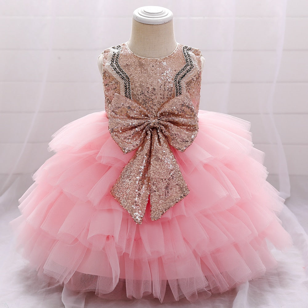 Robe princesse bébé bustier doré