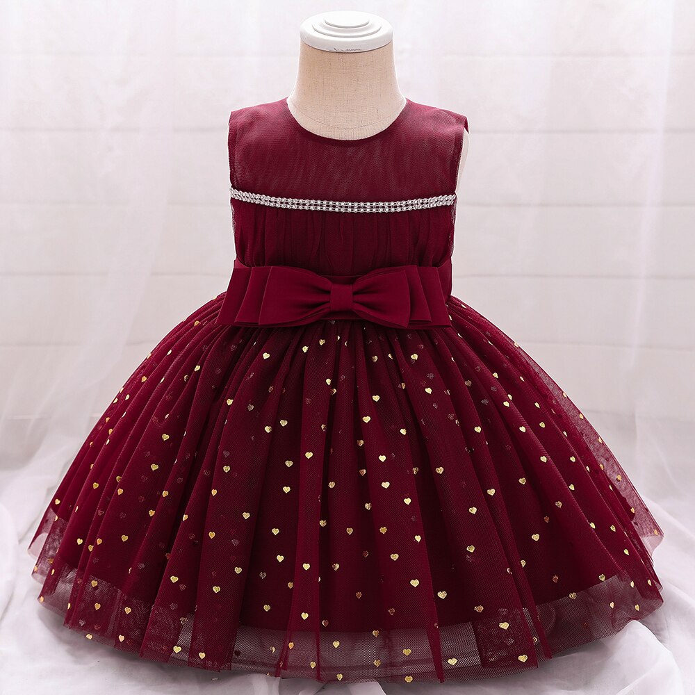 Robe princesse bébé jupe à paillette rouge