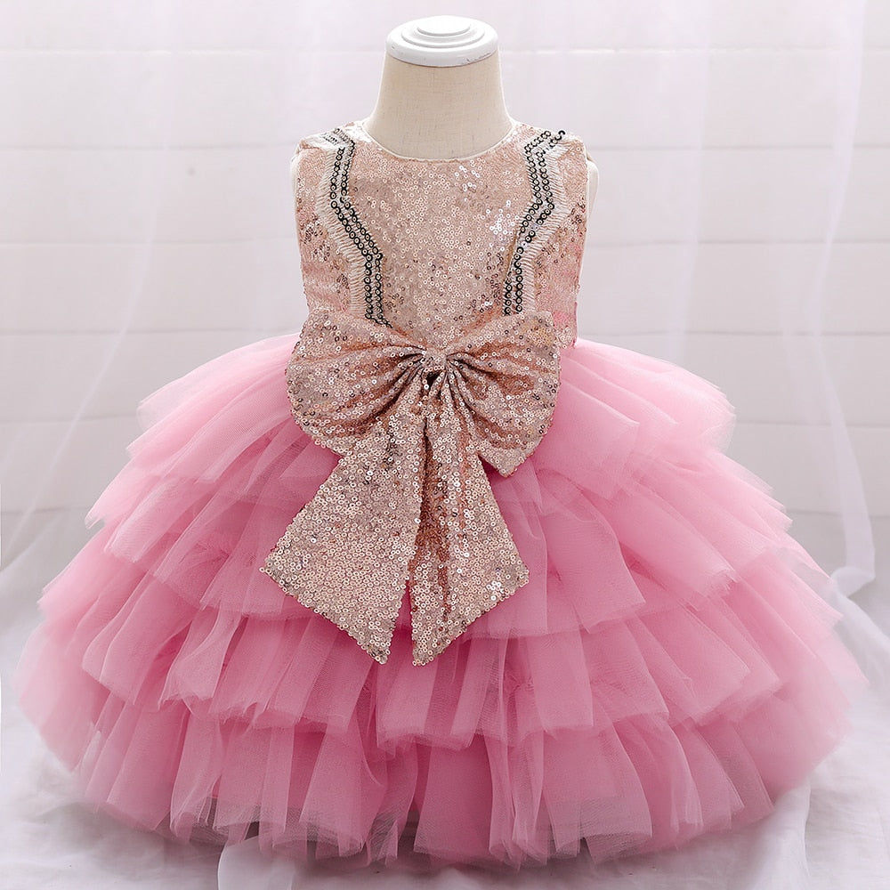 Robe princesse bébé bustier doré rose
