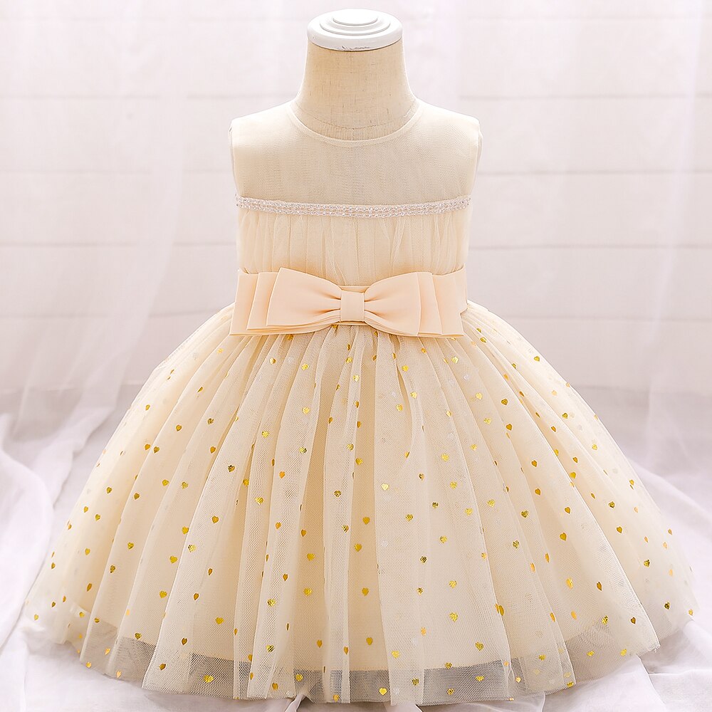 Robe princesse bébé jupe à paillette champagne