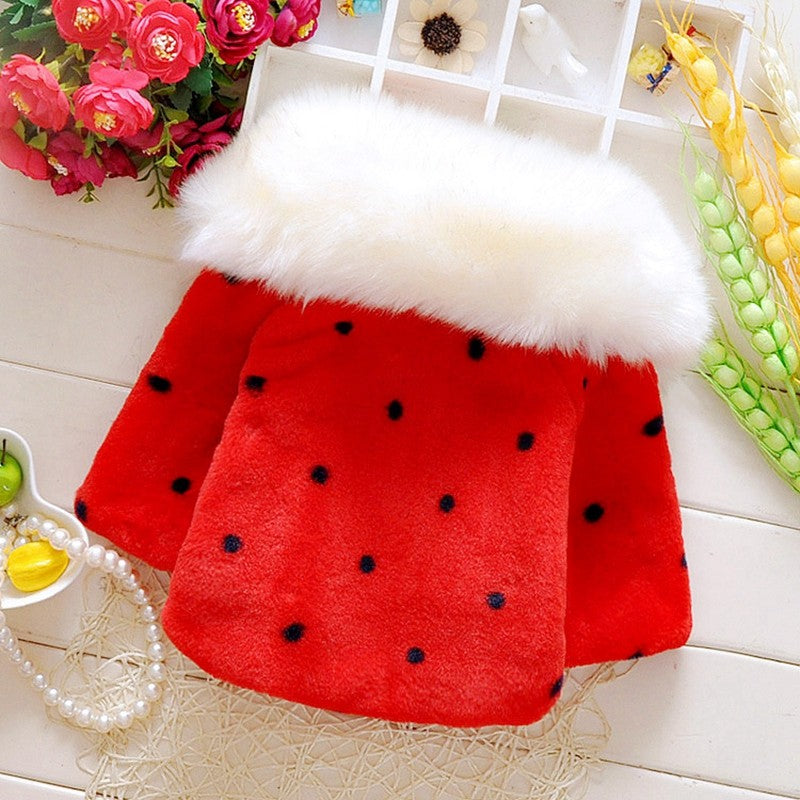 Manteau bébé fausse fourrure - "Lolita chic rouge"