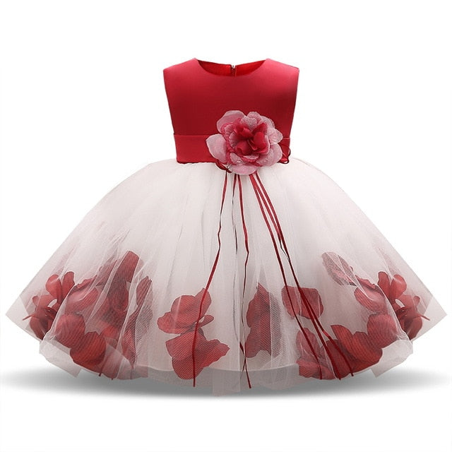 Robe bebe fille 6 mois pétale de rouge